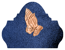 DARAY L 516 CP SH BL Copper Praying Hands Shimmer Blue Background